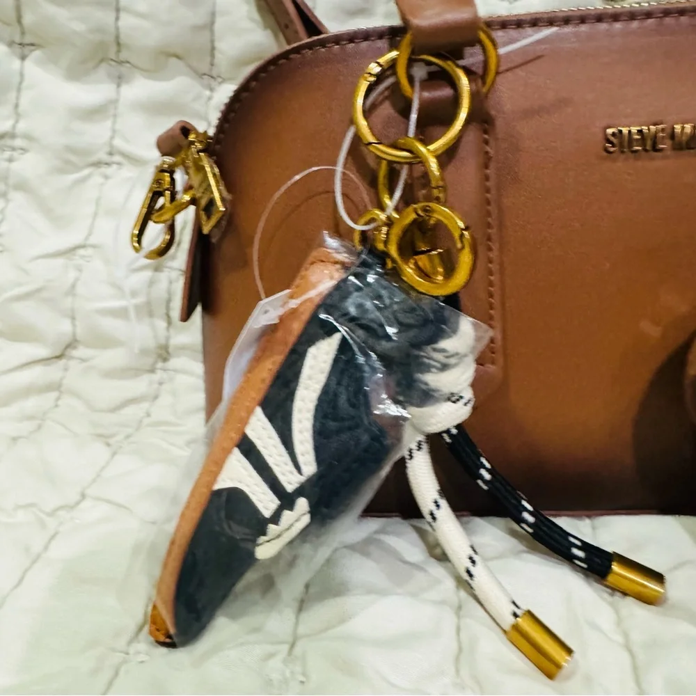 Steve Madden Brown Bthorne Nutshell with Teddy Bear Charms Crossbody Satchel Bag